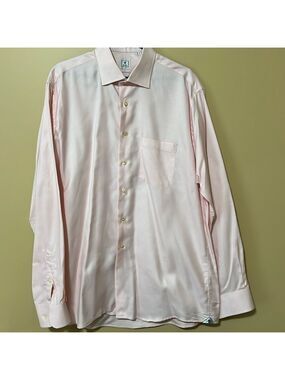 PETER MILLAR men’s 100% cotton pink button up dress shirt. XL 17